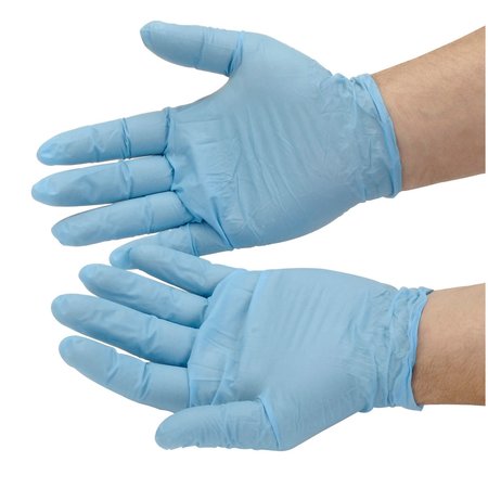 SAFETY ZONE Nitrile Disposable Gloves, 5 mil Palm, Nitrile, Powdered, L, 100 PK, Blue GNDR-LG-1M